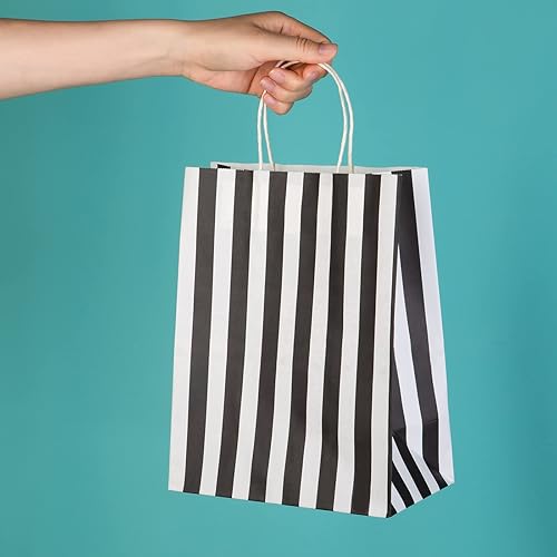 Miniatura 3 de RNORRI Bolsas de regalo, 50 bolsas de papel de 8 x 4.75 x 10 pulgadas, bolsas de papel kraft medianas para fiesta, bolsas de papel kraft negras a