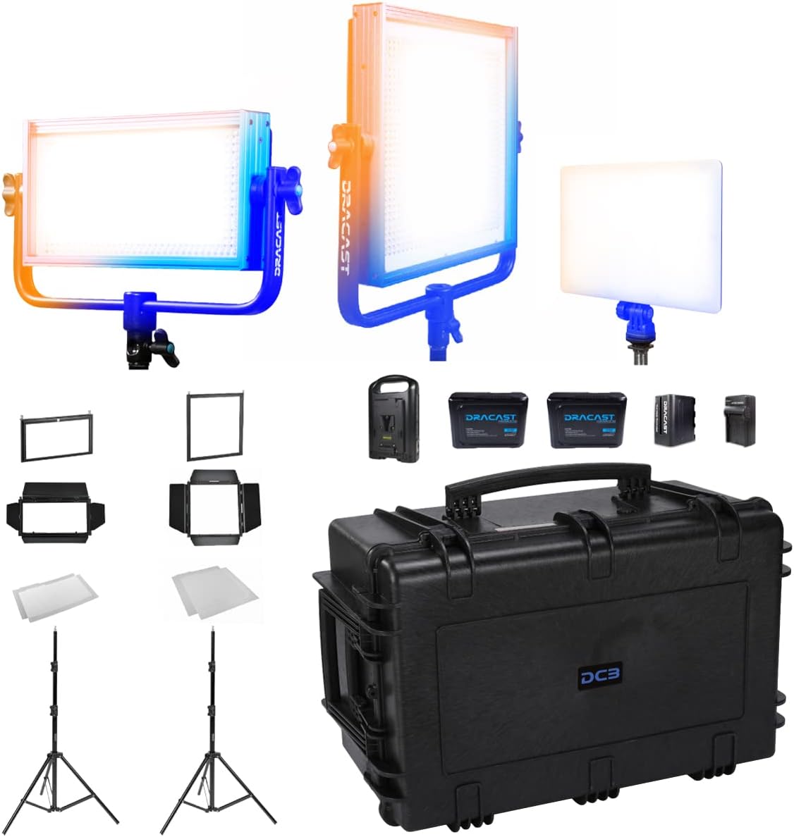 Dracast Plus Series Portrait Kit – Bi-Color LED 3 Light Kit with V-Mount and Gold Mount Battery Compatibility