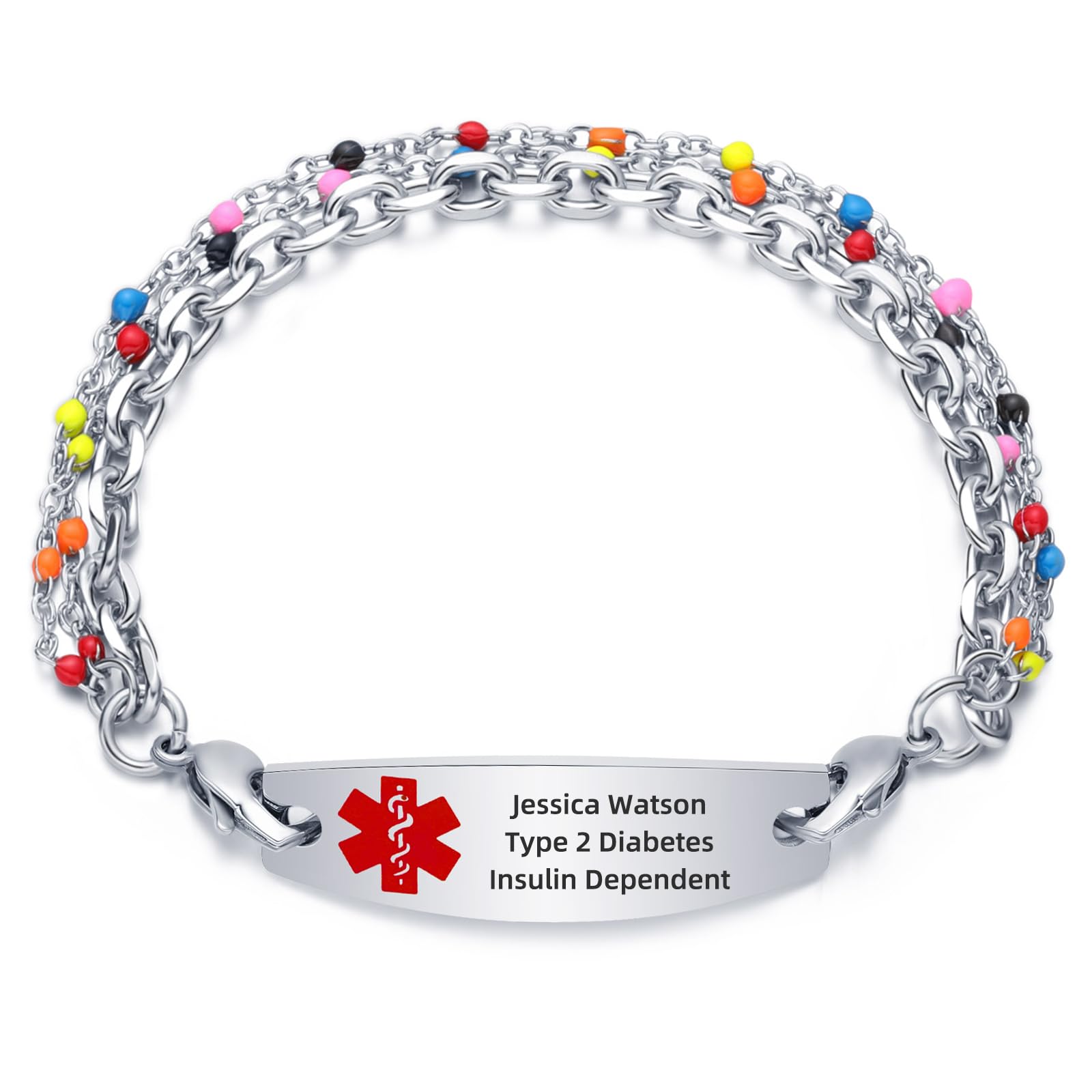 MAXZOOL Free Engraving Medical Alert Bracelets for Women & Men with Rolo Leather Rope | Interchangeable Replacement Bracelet | Stainless Steel