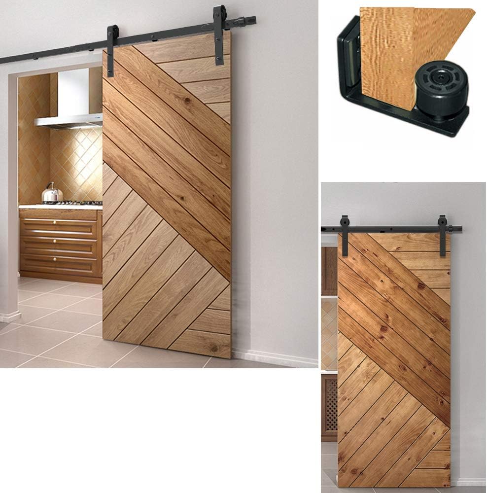 CCJH 8FT/243cm Sliding Barn Door Hardware Closet Set for Single Wooden