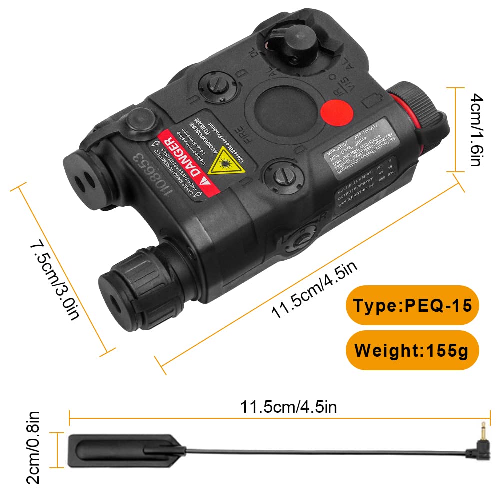 FMA AN/PEQ-15 Batería + Linterna LED Blanca 20 mm Rail Airsoft PEQ para AEG GBB CQB, Gris