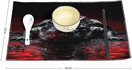 Miniatura 2 de Wild Alligator Pattern Placemats Set of 6 Resistant Table Mats Washable Place Mats for Dinner Party Table Decoration