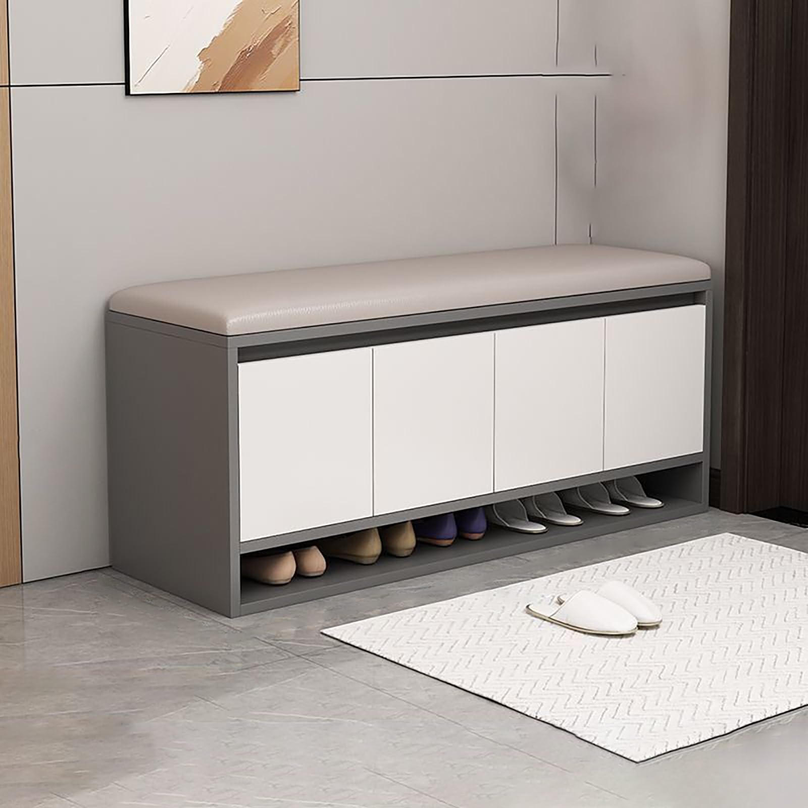 Banc d'entrée peu encombrant pour organiser les chaussures sales