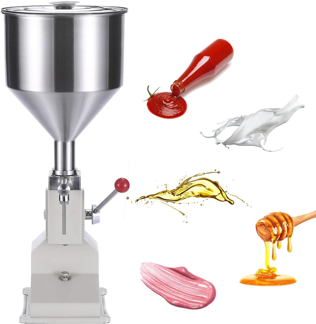 A03 Manual Paste Liquid Filling Machine，5-55ml Bottle Filler Adjustable Bottle Filling Machine