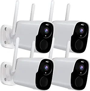 4PC Security Cameras Wireless Outdoor, 2K Battery Powered Security Camera for Home, WiFi Camera Surveillance Indoor System with Color Night Vision, IP66, 2-Way Audio, AI Motion Detection, Works/Alexa asin的图片