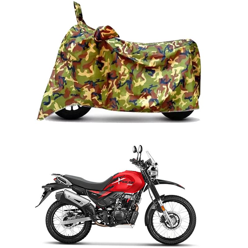 Image of Waterproof 100% PVC Coated Full Bike Scooty Two Wheeler Body Cover Compatible for Hero Xpulse 200 /UV-Rays /Heat Protection /Birds Dropping /Scratchproof /Dust Proof s[6X6 Jungle Print]