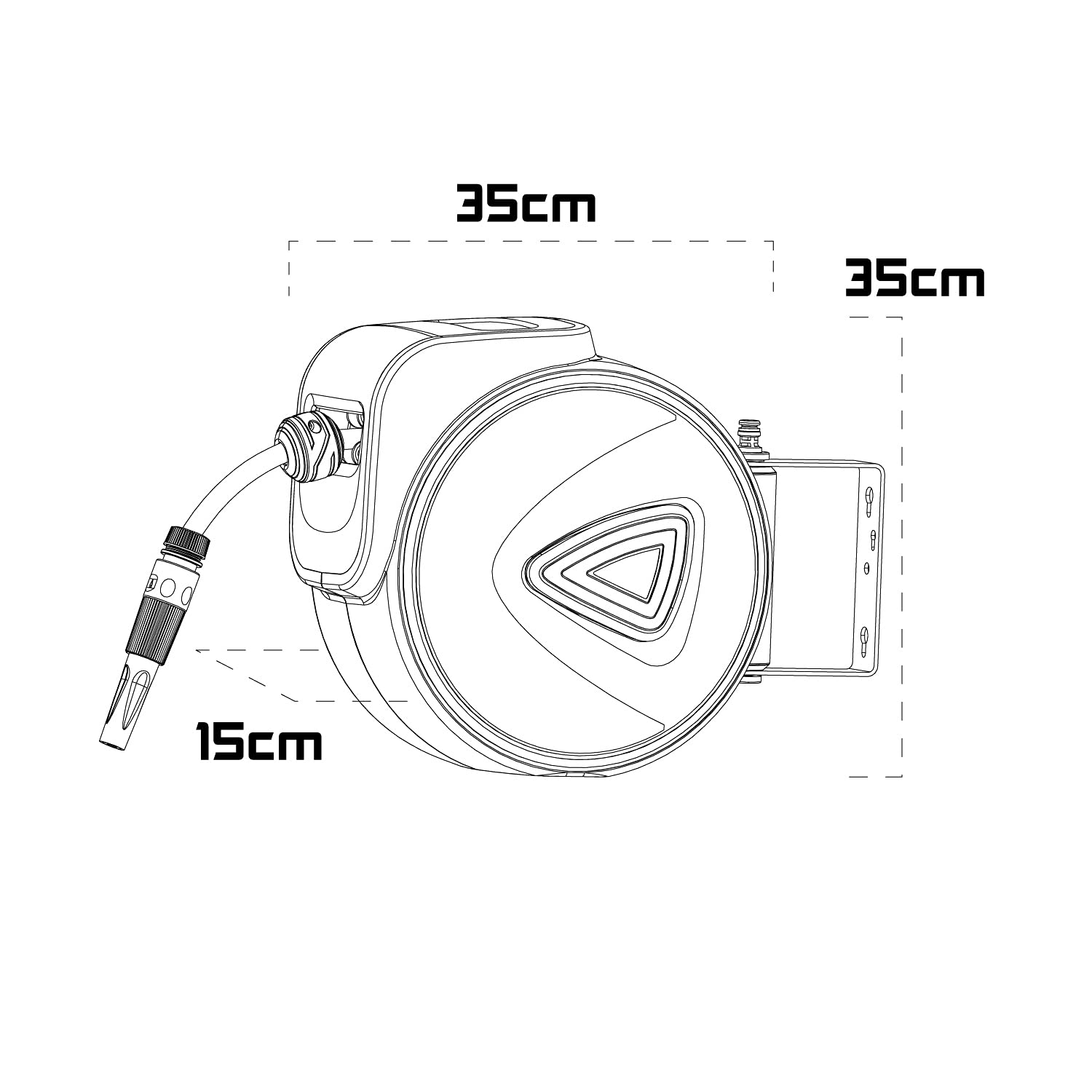 BOUDECH® KAI 20 - Enrouleur de tuyau automatique pour jardin d'eau pivotant et auto-enveloppant Montage mural (20 + 1 m )