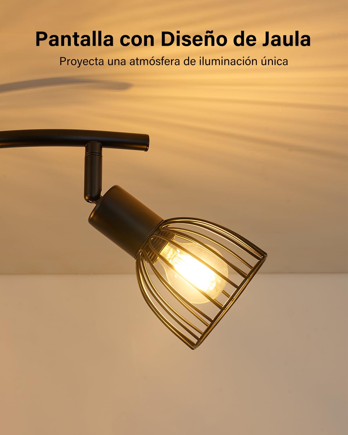 Leselux Lámpara de Techo LED con 6 Focos Orientables, Foco de Techo E14 | Industrial Plafón de Techo Negro, Focos LED Interior para Cocina Salon Dormitorio, Sin Bombillas