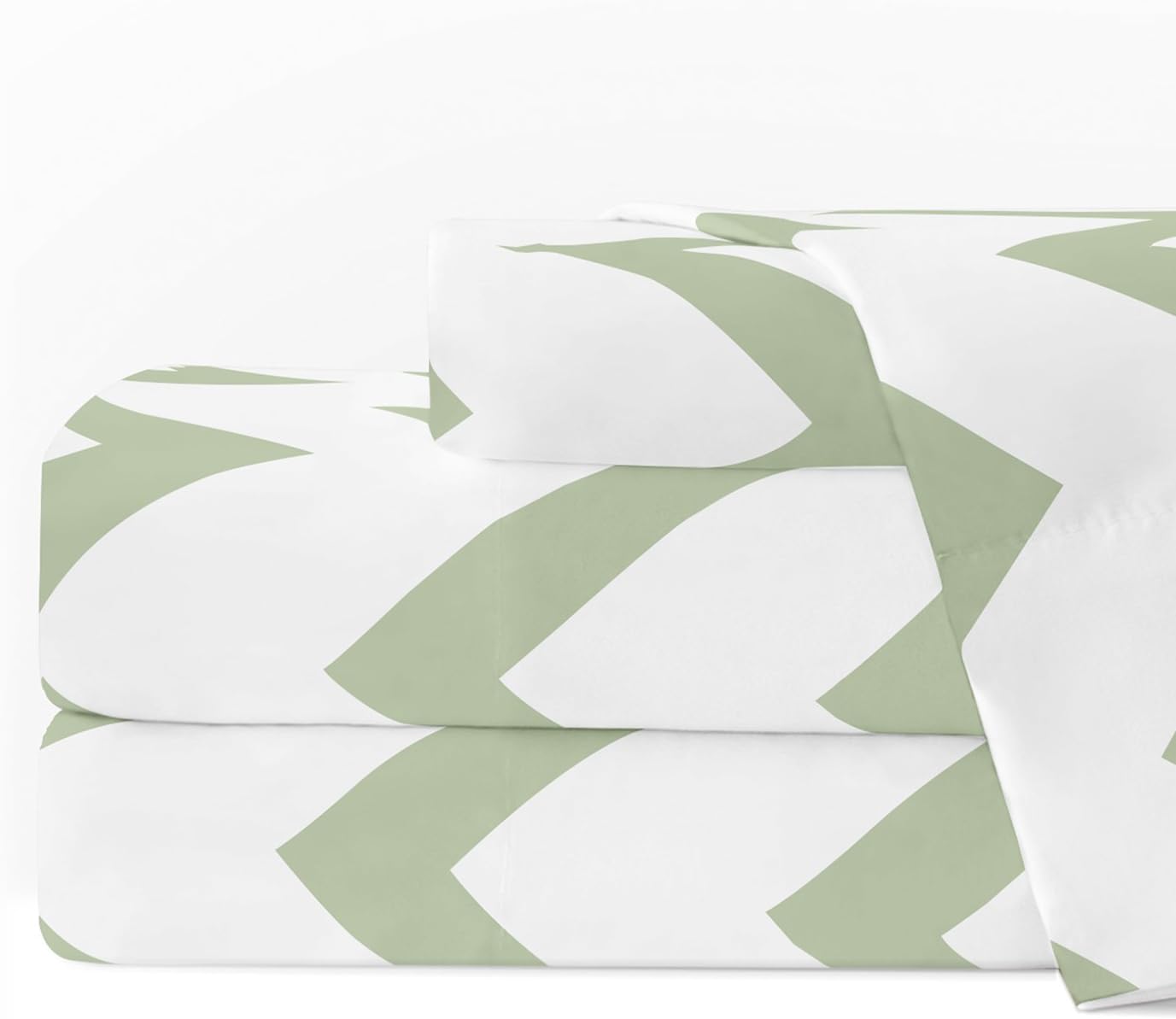 Egyptian Luxury 1600 Series Hotel Collection Chevron Pattern Bed Sheet Set - Deep Pockets, Wrinkle and Fade Resistant, Hypoallergenic Sheet and Pillowcase Set - King - Sage/White