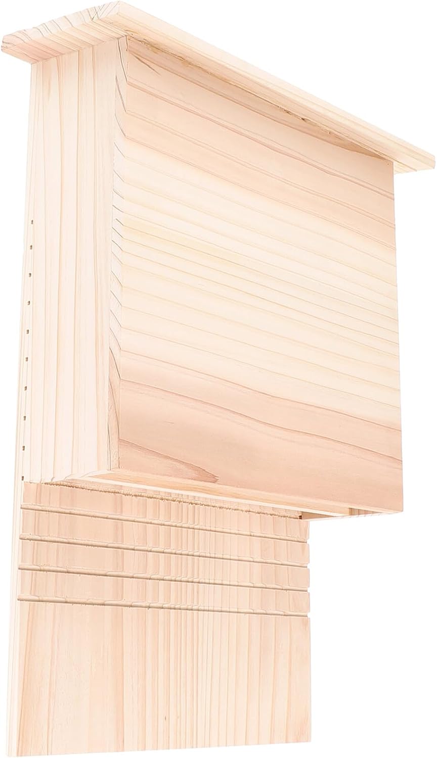 BESTonZON Wooden Bat House Outdoor Bat Shelter for Garden Yard Handmade Pet House Natural Wood for Backyard Wildlife Habitat