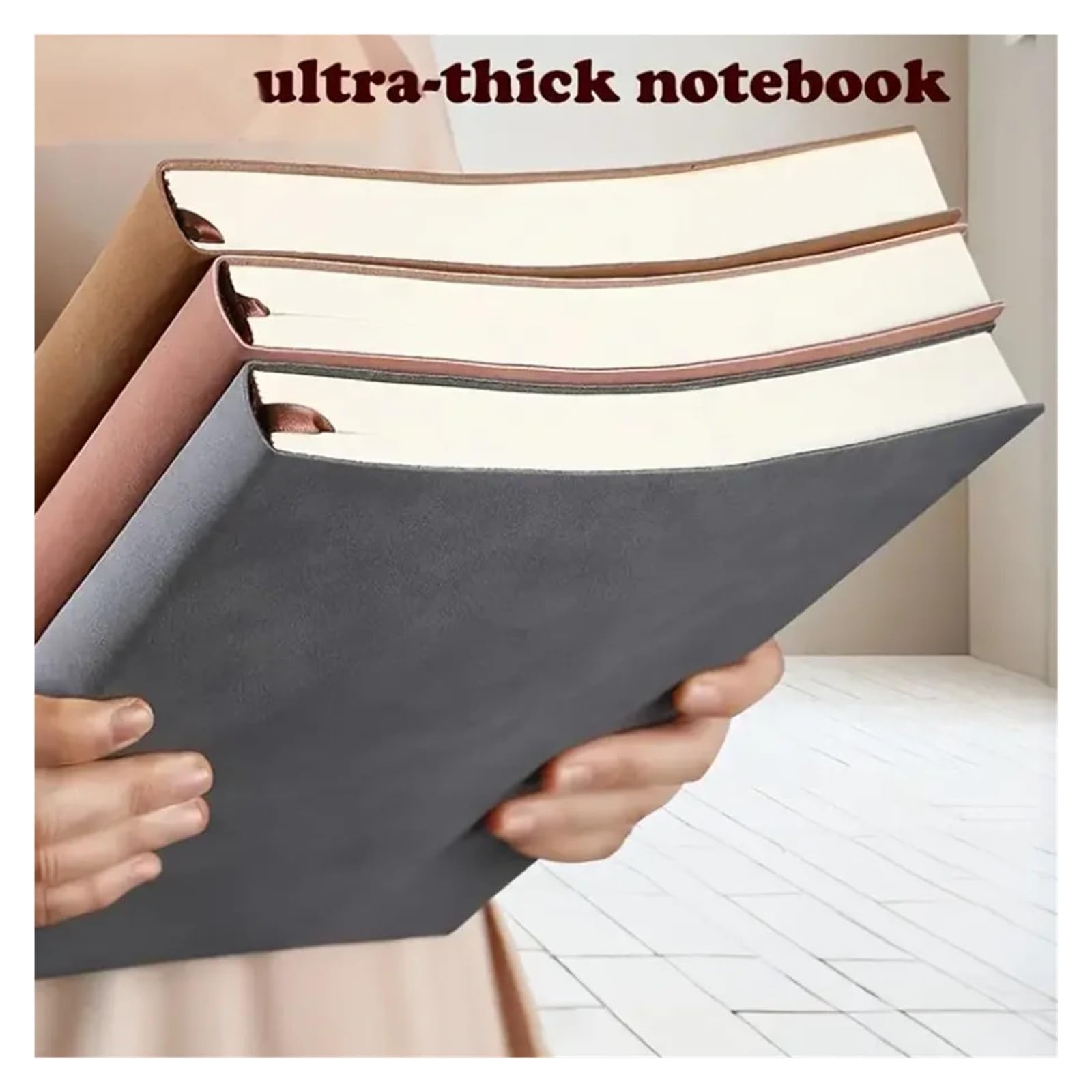 Quaderno combinato in morbida pelle, diario personalizzato con copertina morbida e segnalibro, blocco note portatile for riunioni di lavoro e uso in ufficio(Khaki)