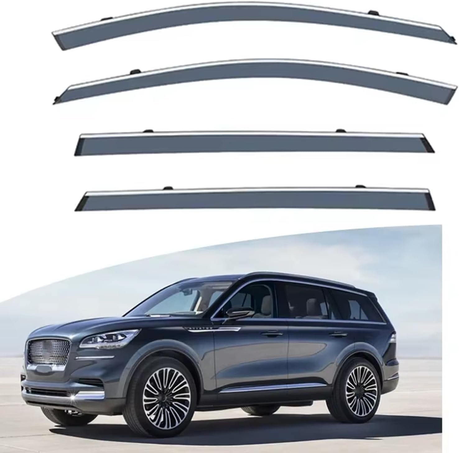 nwsplmy Wind Deflectors for Lincoln Aviator 2019-2023, Rain Guards Window Visors, 4-Piece, Protects Against Fading & Cracks