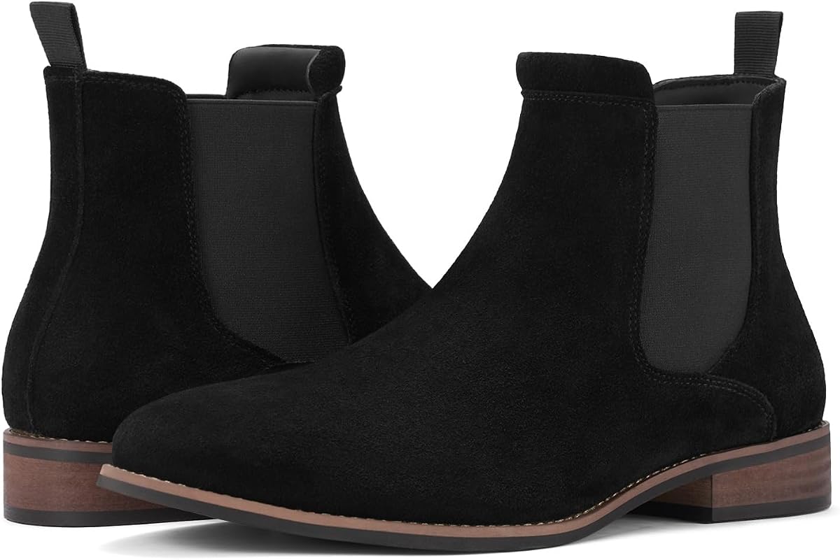 Botas Chelsea para hombre, botines casuales de ante, botas de vestir, botas elásticas sin cordones para hombres
