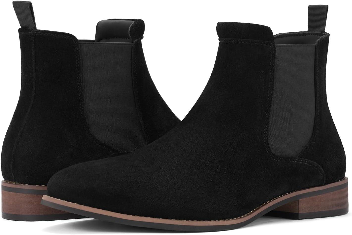 Rollda Mens Chelsea Boots, Suede Casual Ankle Boots, Dress Boots Elastic Slip on Boots for Men