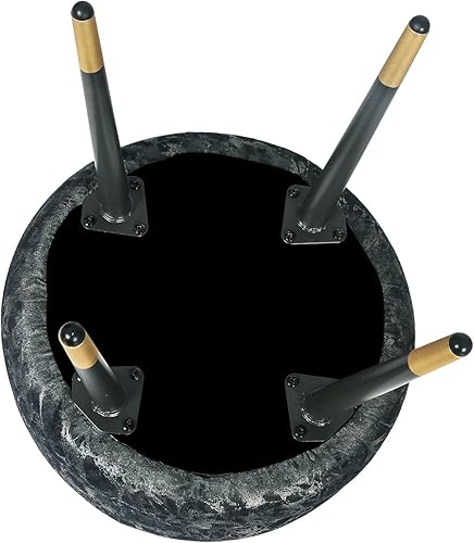Miniatura 5 de Otomana redonda de terciopelo, reposapiés tapizado con patas de metal, taburete de tocador, mesa de café para dormitorio, sala de estar (gris)