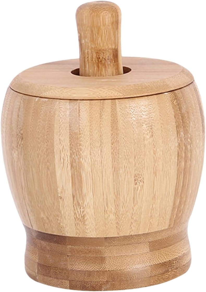 Wood Mortar and Pestle Mortar Grinding Bowl Bowl Mortar Garlic Pounder Mortar Garlic Mortar and Pestle Food with Cover Masher