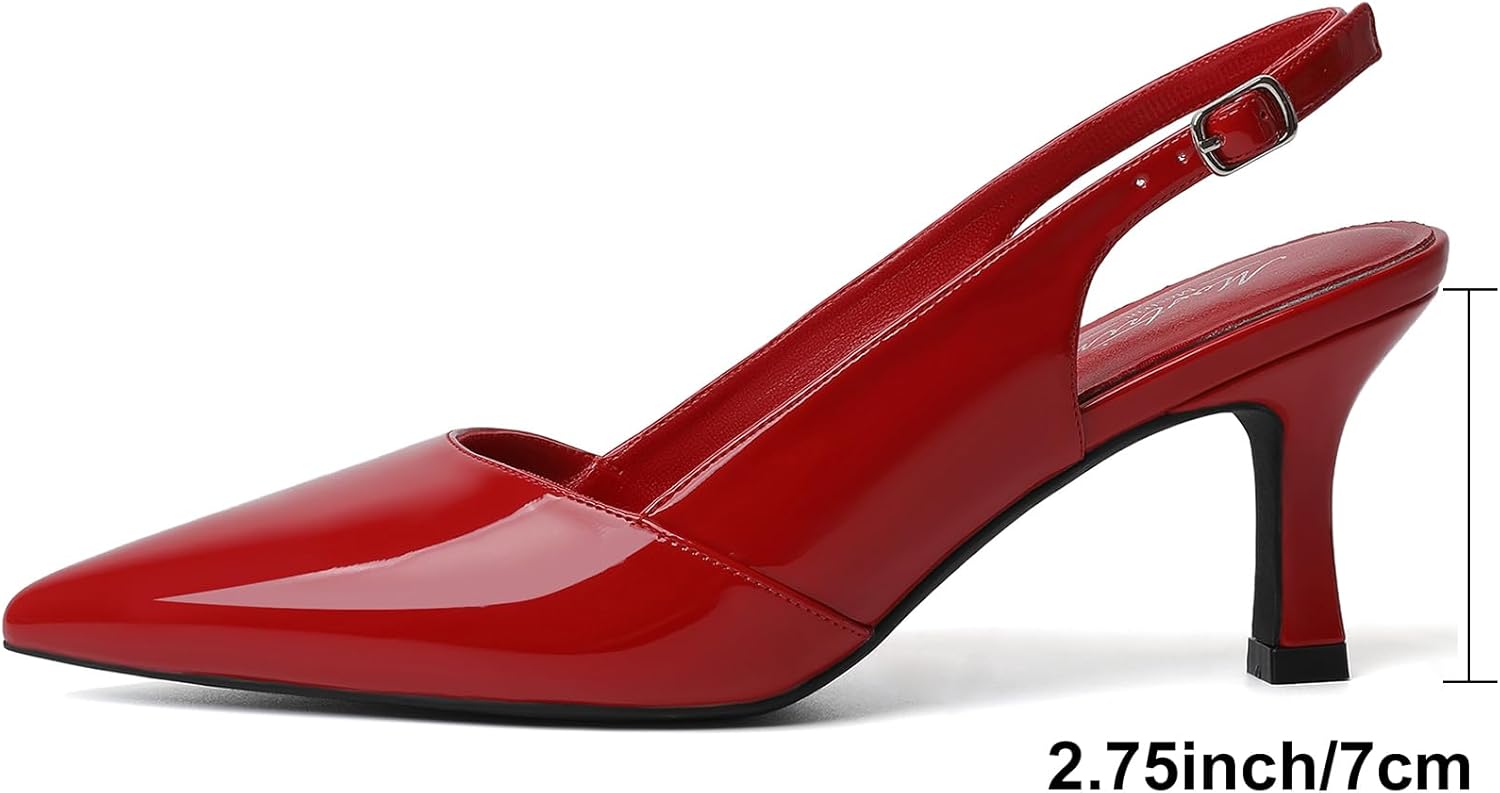 Mostrin Kitten Heels for Women Slingback Pointed Closed Toe Heels Women's Pumps Shoes for Wedding, Party, Commuting - Image 5
