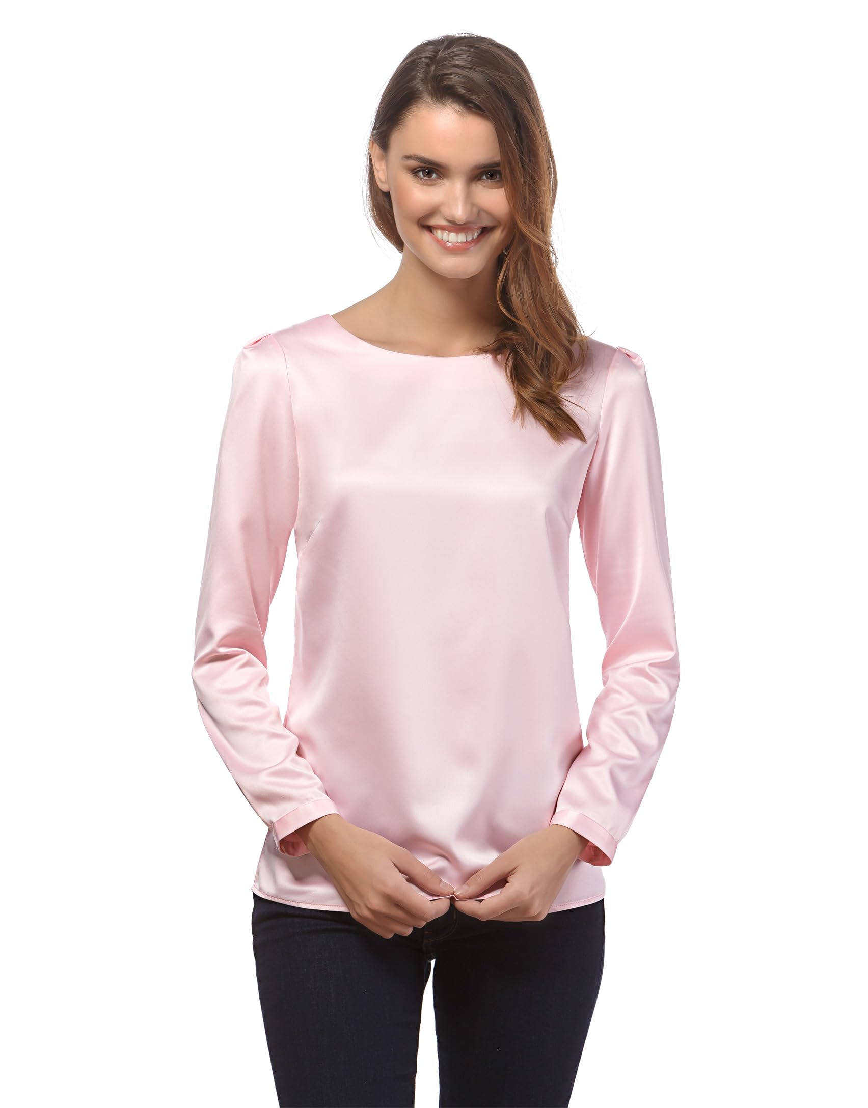 Vincenzo Boretti Bluse, leicht tailliert, Rundhals