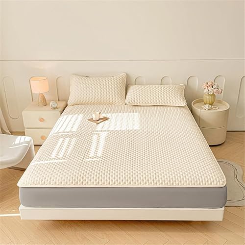 Mattress Protector, Waterproof Mattress Protector, Fits 6"-20" Mattresses with Deep Pocket, Cooling, Breathable Fitted Sheets, Soft Bed Cover, Beige