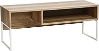Vista 17 de Household Essentials Mesa de centro rectangular envolvente madera de fresno de grano rústico y metal negro