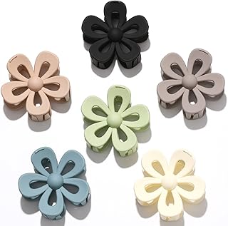 6 Pack Flower Hair Clips For Women Girls, Cute Medium Hair Claw Clips, Daisy Hair Stuff Hair Claw Clips For Thick Thin Hair, 2.4 Inch Flower Matte Large Claw Clips, Non Slip Jaw Clips Hair Accessories