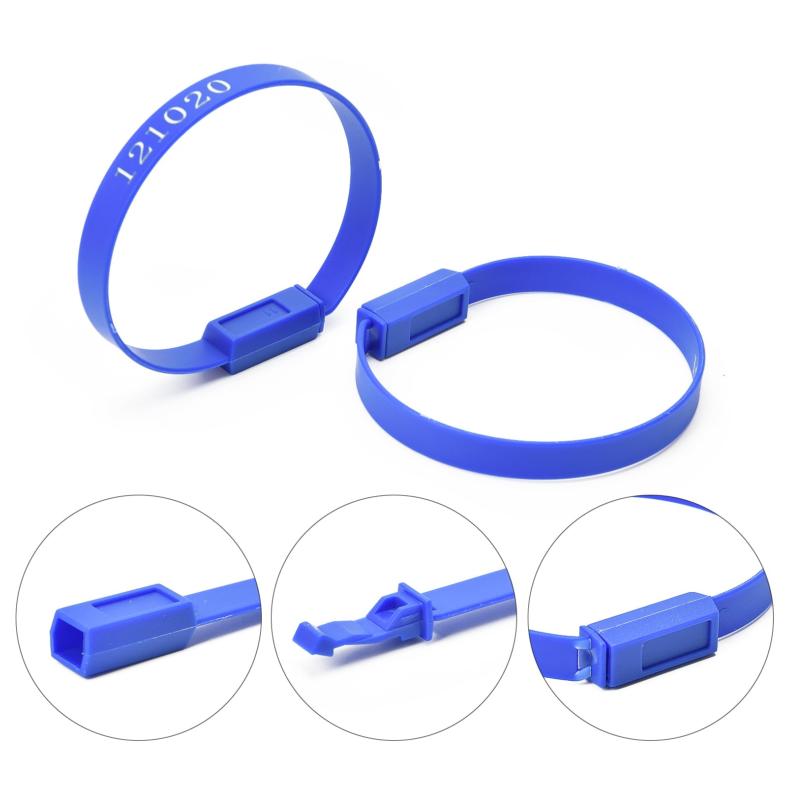1000 sigilli in plastica numerati per spedizioni di sicurezza, fascette di forma sottile, fisse, usa e getta, per rimorchi, camion, cavi (blu)