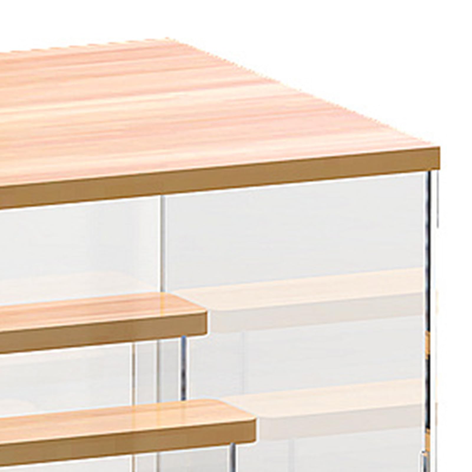 Collectibles Figures Blind Box Storage Display Acrylic Blind Box Showcase Dustproof Toy Doll Organizer Vitrine with Door (4 Tiered Staircase L 32x26x30.4cm)
