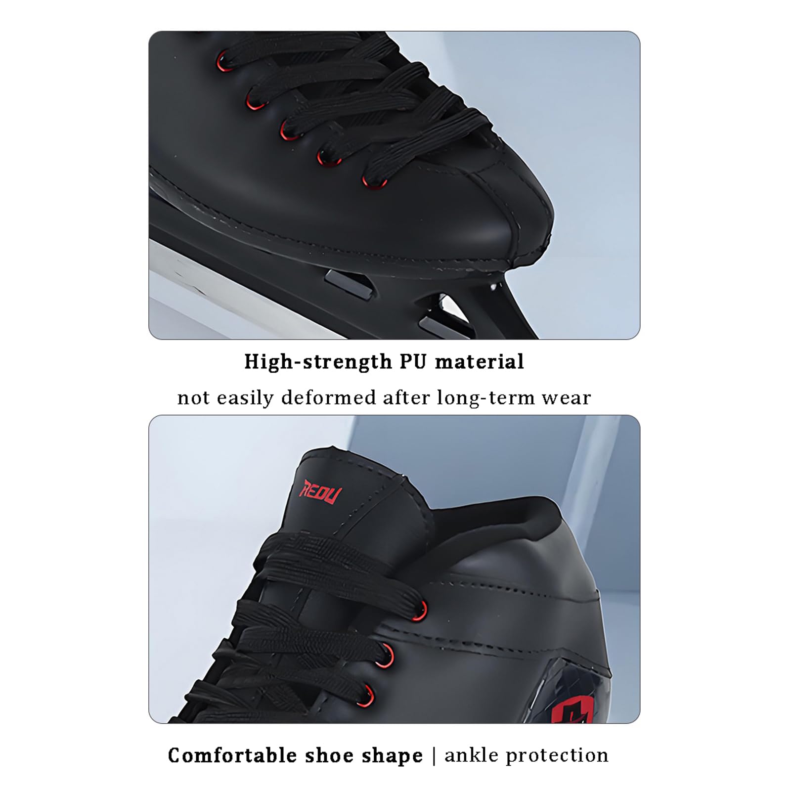 Patins à glace pour les patineurs débutants et intermédiaires Chaussures de patinage de vitesse Moulage monobloc Lacets bas Patinage sur piste courte professionnel masculin et féminin