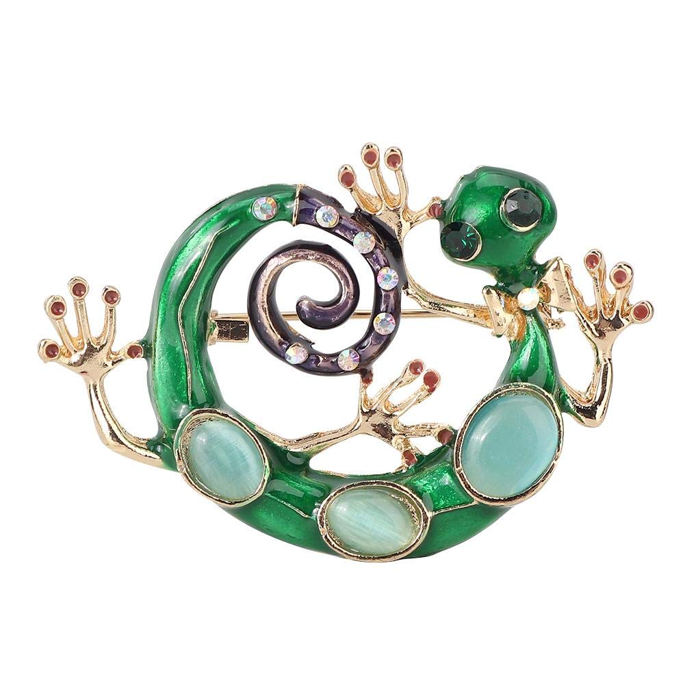 ZJchaoBrooches and Pins for Women, Natural Stones Fashion Alloy Rhinestone Cute Lizard Shape Pin Brooch for Clothing Decoration, size, Metal