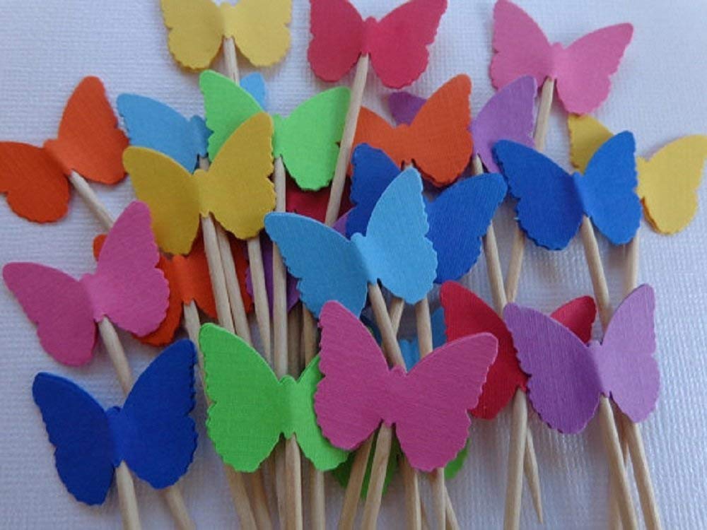 Rainbow Classic Butterfly Cupcake Toppers Food Picks