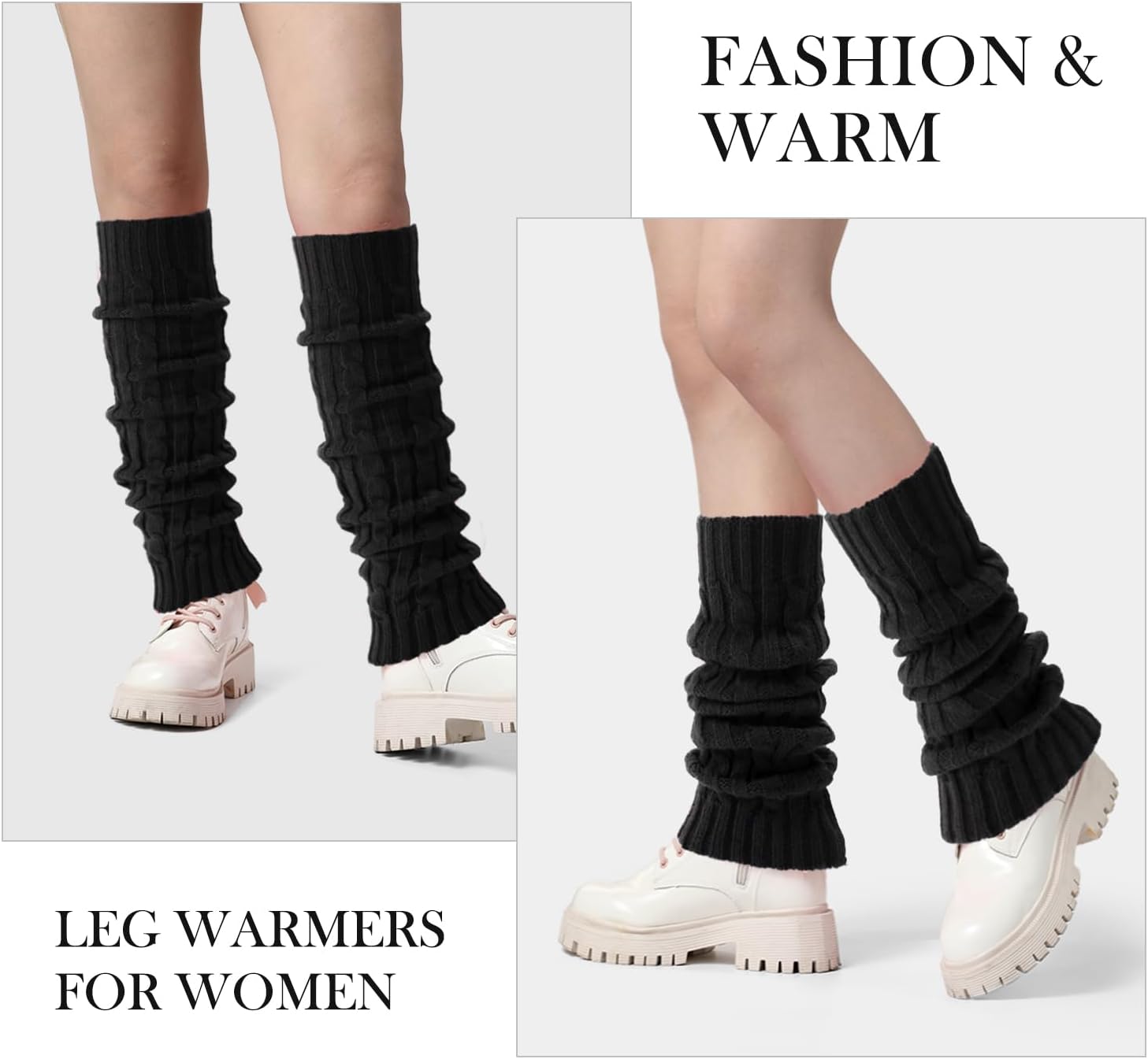 Pleneal Leg Warmers for Women - 1 Pairs Fashion Cable Knit Warm Leg Warmers 80s Accessories for Party Sports Yoga - Image 4