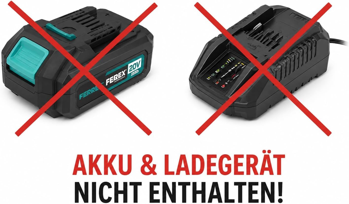 Ferrex GDSS20 Akku-Grasschere und Strauchschere mit Teleskopstange | 2.500 Schnitte/min, Schnellwechselsystem, Kopf 180° drehbar, Winkel- und höhenverstellbar, Lasergeschnittene Messer