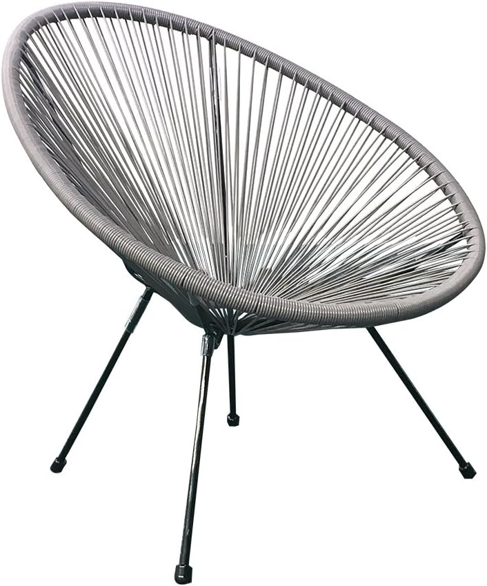 Acapulco Chair Indoor Outdoor Lounge Chair Weave Patio Chair All Weather Outdoor Patio Sun Oval Chair,Grey,1 Piece Set
