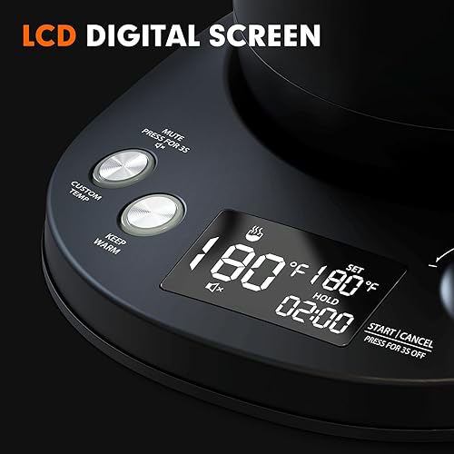 Miniatura 7 de Nafuhare Hervidor eléctrico de cuello de cisne con control de temperatura de  1 , hervidor eléctrico de acero inoxidable de ebullición rápida de