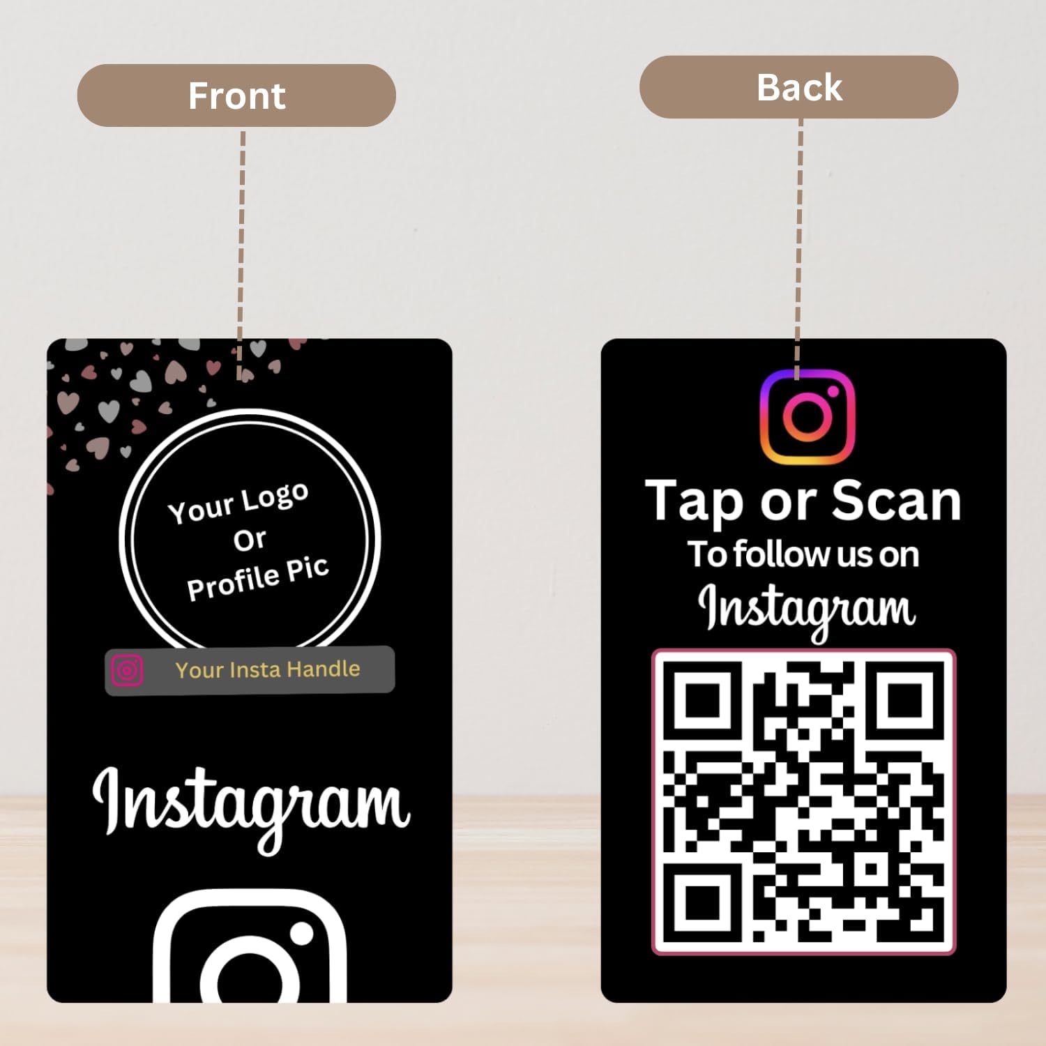 Custom Instagram NFC Card | With QR | With Logo & handle | 4K UV Printed | Black 1
