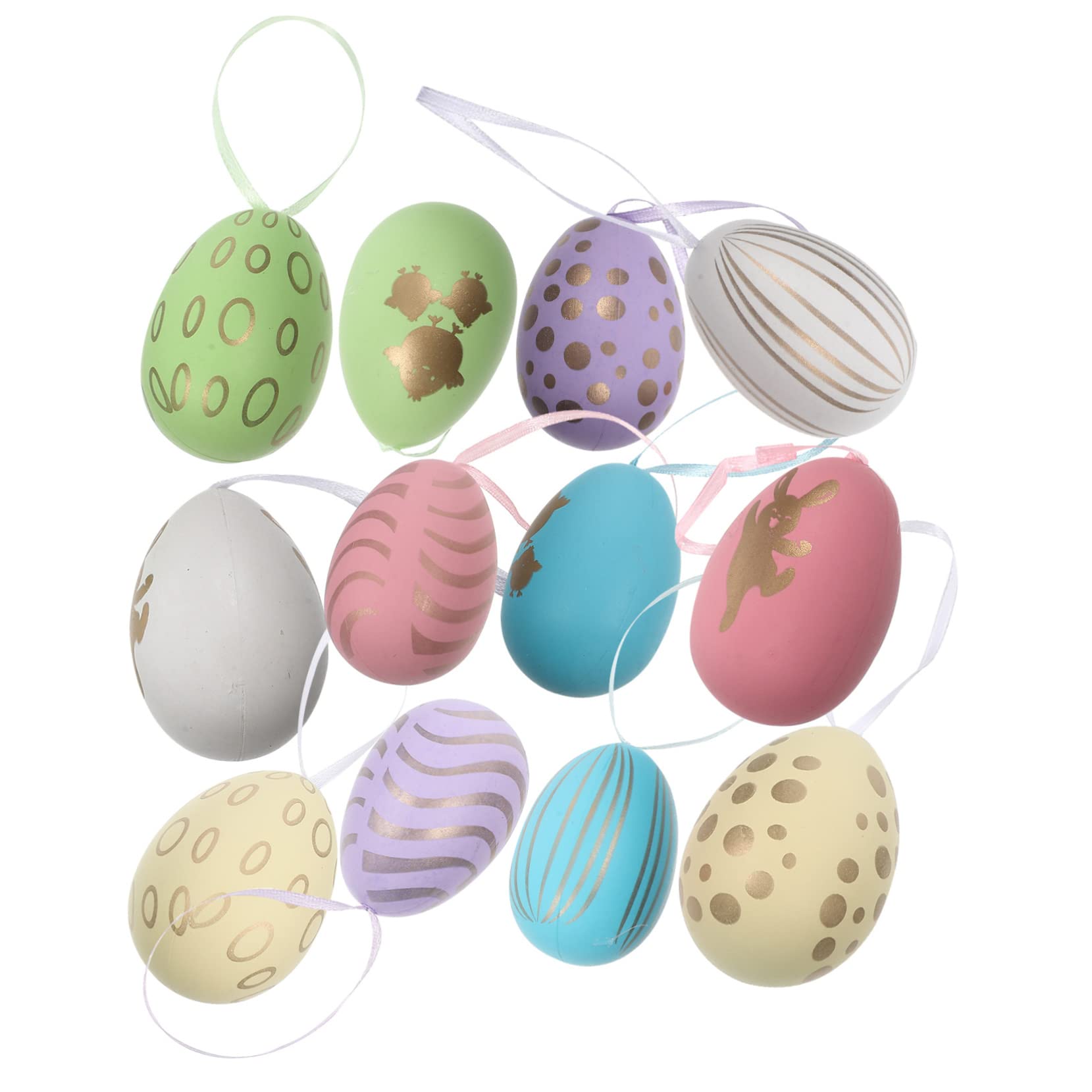 Cabilock 5 Set Uova Di Pasqua Easter Egg Ornamenti Per Uova Decorazione Di Pasqua Ciondolo Albero Ornamenti Appesi Per Festival Decorazione Da Appendere All'uovo Plastica 12 Pezzi * 5