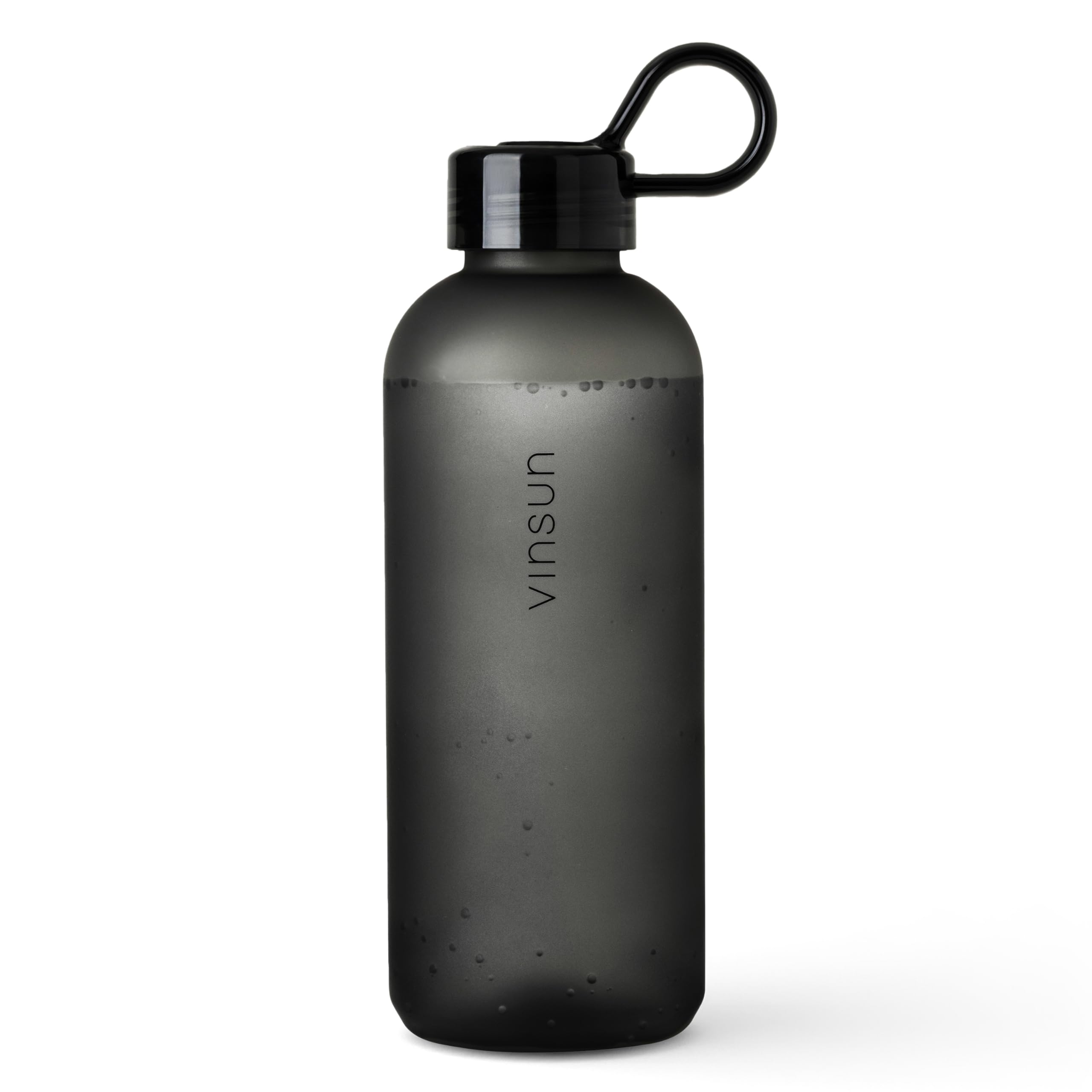 VINSUN Trinkflasche 650ml schwarz - auslaufsicher, Kohlensäure geeignet, BPA frei, Tritan - Robuste Sportflasche zum auffüllen - Wandern, Fahrrad