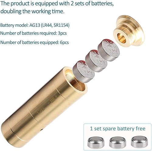 Miniatura 2 de MOSANDON 12-Gauge Red Dot Laser Bore Sight in Chamber Cartridge 12GA Laser Bore Sighter with Two Sets of Batteries