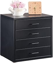 HollyHOME Office File Cabinet with 4 Drawers, A4 Letter Size Filing Organizers, Metal Storage Drawer for Home Office, Black