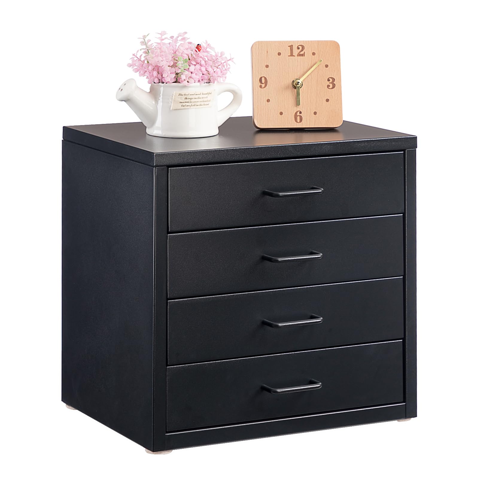 HollyHOME Desktop Drawers Filing Cabinet with 4 Drawers, Organizer Vertical File Cabinets for A4 Letter Size Metal Storage Drawer for Home Office Self-assemble,Black