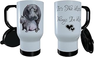 Hippo & Baby Travel Mug, Personalised Hippo Travel Mug, Thermos Tea Mug, Baby Hippo Thermos Mug, Gift For Hippo Lover, Hippo Gift, Hippo Mug