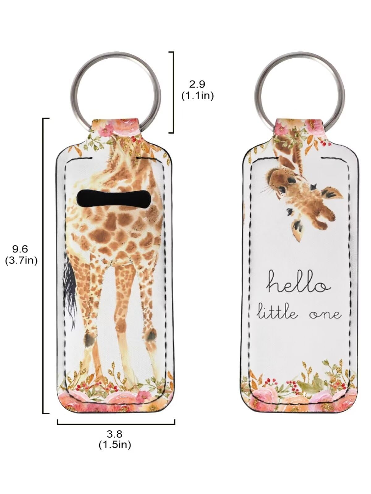 Gearider Cartoon Giraffe Portable Lip Gloss Tube Holder Keychain, Neoprene Chapstick Holder Sleeve