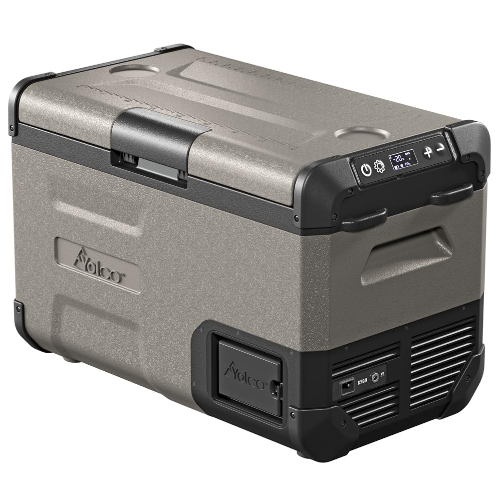Yolco Kompressor Kühlbox 18L oder 25L, 60W, für Camping, Auto & Reisen | Kühlt bis -20°C, 12V/24V/230V, Bluetooth App, Akku- & Solaroption, USB, für Auto, Festival & Outdoor