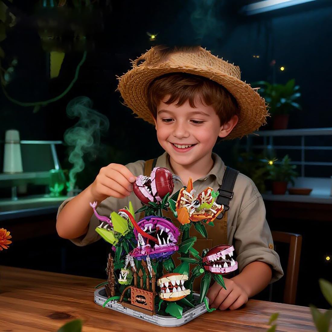 Blocs de Construction Technique Plantes Carnivores, 1000+ Pièces Modèle de Plante Monstrueuse, Kit de Construction MOC Compatible avec Les Grandes Marques