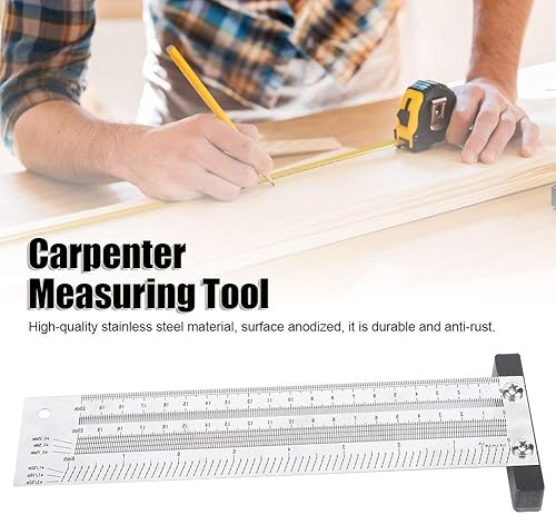 Miniatura 9 de Regla de marcado de ultra precisión, versión métrica de acero inoxidable para carpintería, herramienta de medición de alta precisión T cuadrada (8