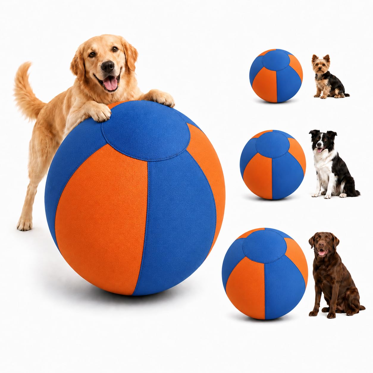 Herding Ball für Hunde Bissfest - Hütespielball Hundespielzeug Groß für Hütehunde, Schäferhunde & Aussies - Robuster Hundeball mit Stoffbezug & Tragegriff, Geeignet für Garten & Pool (C,55 cm)