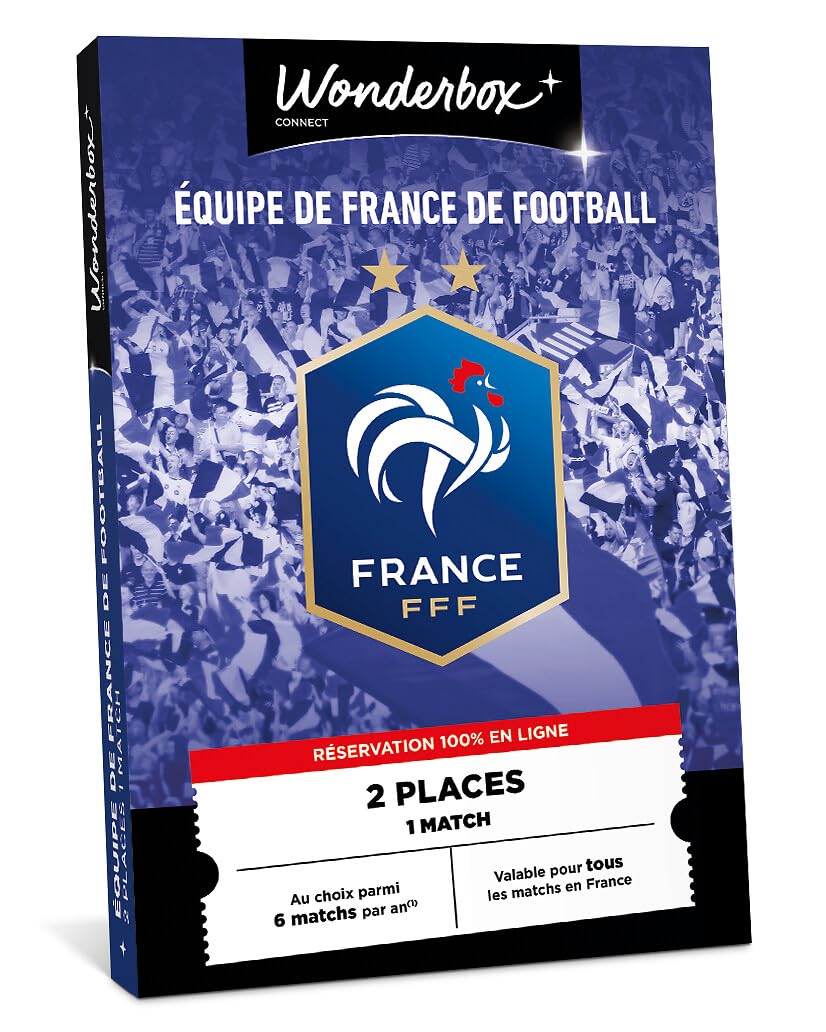 Wonderbox Connect - Coffret Cadeau - Equipe de France de Football - 2 places pour 1 match au choix - Parmi 6 matchs par an, valable pour tous les matchs en France - Validité 27 mois