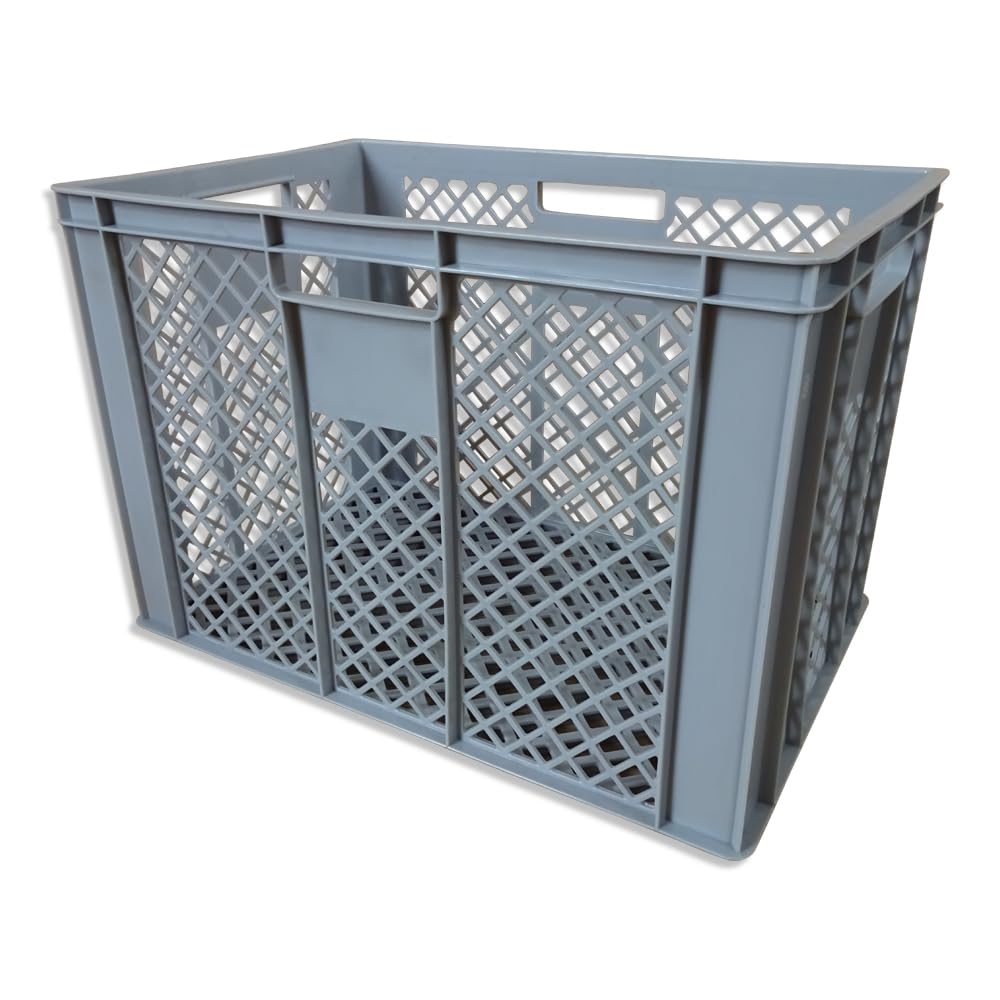 kanister-vertrieb® 4er SET Bäckerkisten 600x400x410mm, Bäckerkiste, Brotkiste, Brotkörbe, Brötchenkiste, Aufbewahrungsbox offen, 60x40x41cm, Stapelbehälter, Eurobehälter, Stapelkisten grau