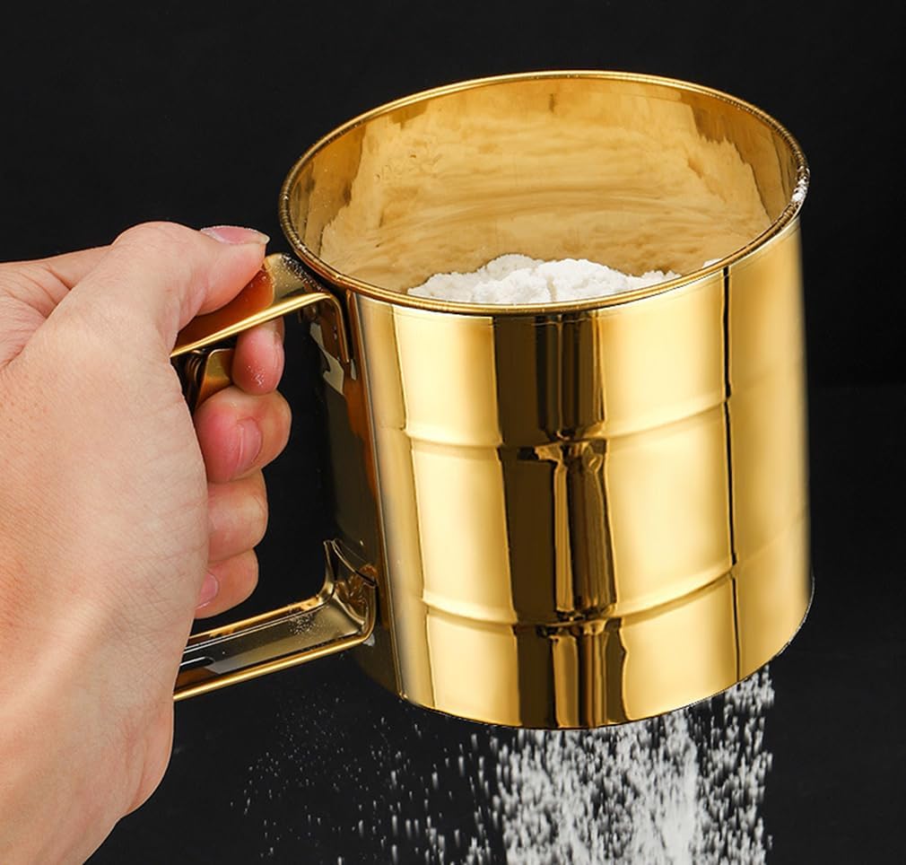 Stainless Steel Fine Mesh Sieve Flour Sifter Golden Flour Cup Sifter