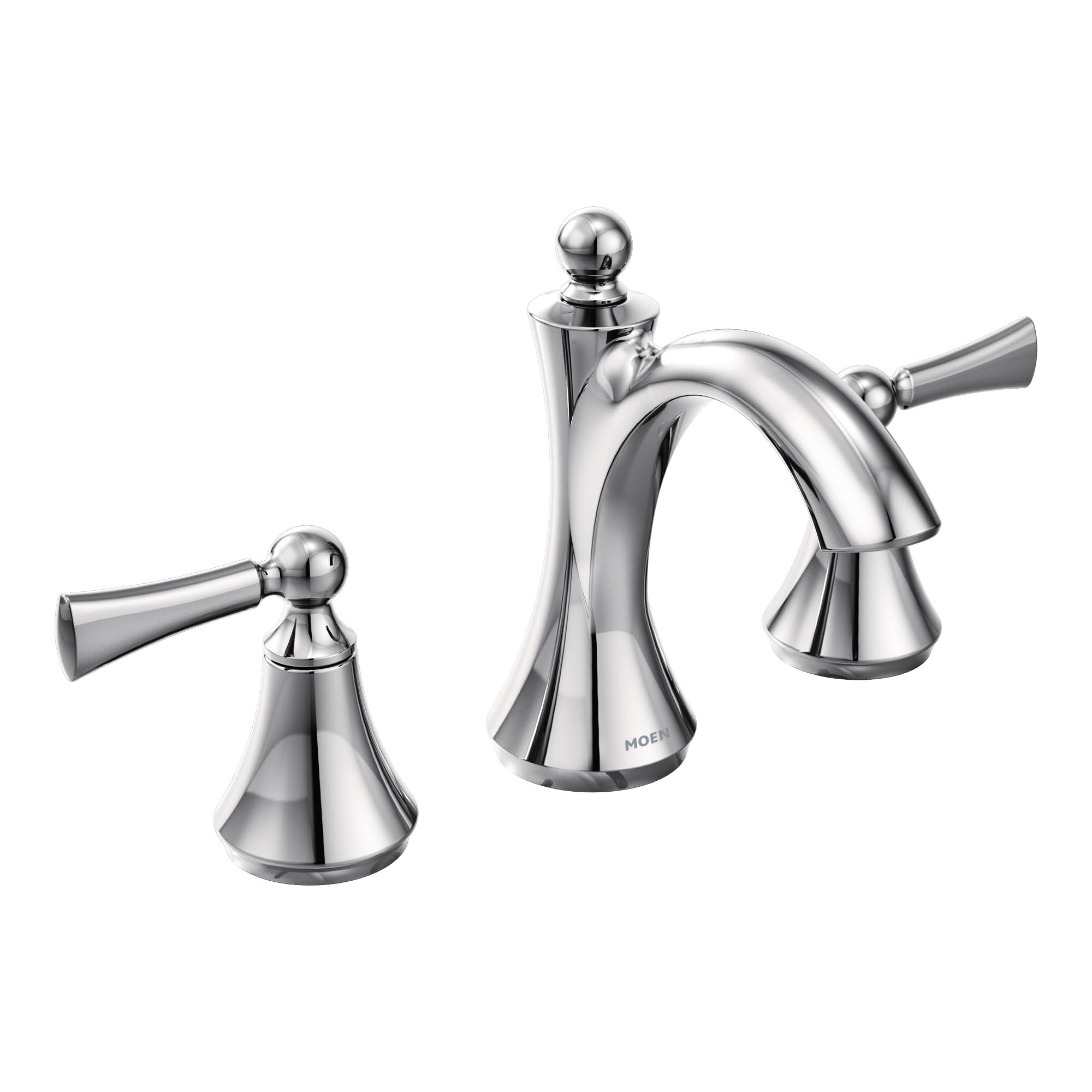 Moen Wynford Chrome Two-Handle Widespread High-Arc Bathroom Faucet with Lever Handles Valve Required T4520